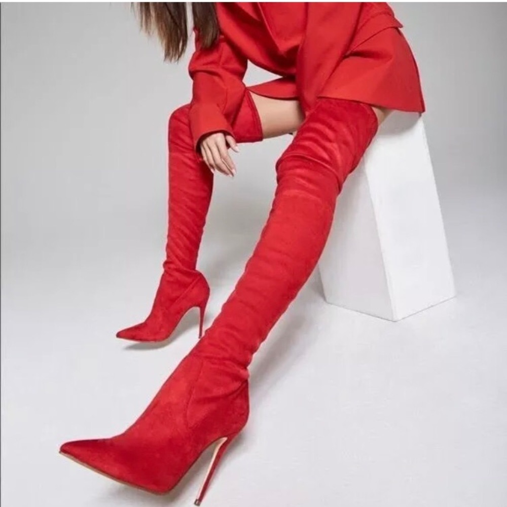 Red Over the Knee Boots